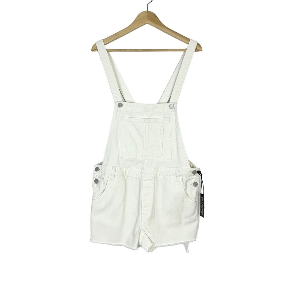 NWOT [BLANKNYC] Shortall White Denim Shorts Cut Off Shortalls